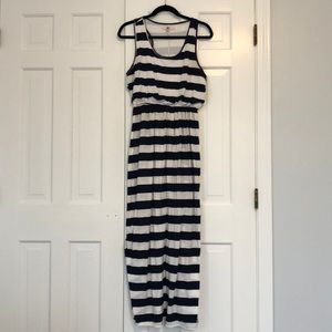 Striped navy & white maxi dress.